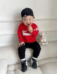 bt759-Bộ thun thu đông dài tay Hero đỏ đen bé trai  size 9-26kg