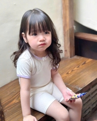 CB244- Combo 2 bôn tăm trơn trắng tím bé gái