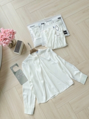 ✨A218- ÁO SƠ MI LỤA TRẮNG CỔ CÁCH ĐIỆU DÀI TAY