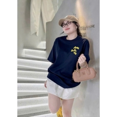 A195-Áo phông ACME chữ in nổi màu than dáng suông