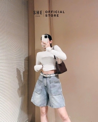 Quan054-Quần jeans ngố xám khói  hàng nhà máy full tem