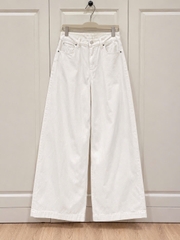 Quan130- Quần jeans suông ống trắng ngà dài 100 cm