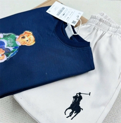 BT175- Bộ cotton mix quần cua RABBIT xanh trắng thêiu