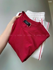 Set704-Set áo thun đỏ suông phối quần dài ống rộng