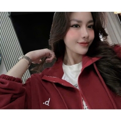 A413-Áo khoác nỉ haida đỏ kéo khoá