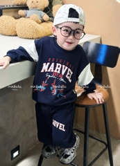 bt778- Bộ nỉ bông màu than phối Marvel in nhện