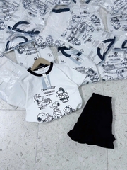 Set622- Bộ snop cpaso trắng viền mix quần cọc bèo than