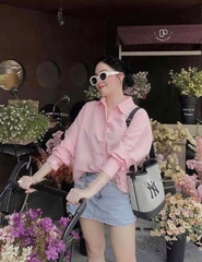 ✅✅ A253- Áo sơ mi dài tay dáng suông màu Hồng Zi Ri