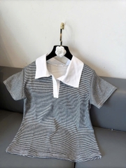 A289- Áo thun kẻ đen cổ đức phối trắng chất zio loại đẹp