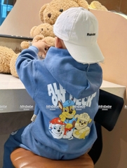 Bt705- Bộ nỉ bông xanh biển có mũ CỨU HỘ hoạ tiết in