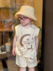 CB2288- combo 2 bộ balo ngồi sau Vàng- Ghi chất cotton