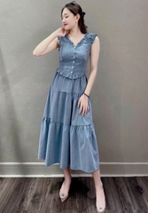 SeT982-set bồ giấy màu xanh CV mid chạy chun form thiết kế