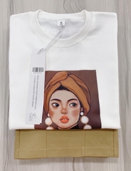 SET034-Set quần baggy màu vàng mix kèm áo phông cô gái