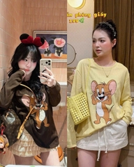 A700- Áo thun giấy màu nâu-vàng Chuột JERRY dáng dài
