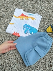 BT503- Bộ KL loang áo cotton mix quần cua túi hộp xanh nhạt