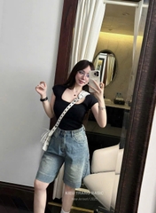 QUAN028-Quần jean đùi ống rộng