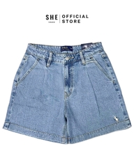Quan043- Quần  short jeans xanh nhạt hàng nhà máy full tem