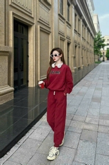 SET348-Set nỉ đỏ CE.NIN đính đá dài tay thu đông