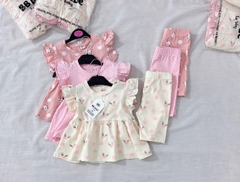 CB296- combo 3 bộ peplum bé gái chất cotton tông hồng