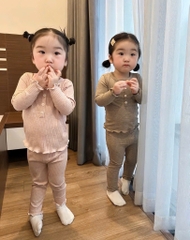 BT607-Bộ thun tăm dài tay thu đông bé gái 4 màu