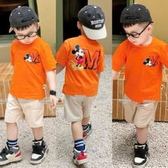 bt571- Bộ mcikey cam quần cua tổ ong màu be