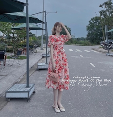 Đầm hoa ly ngực mà cam chất đẹp 2 lớp