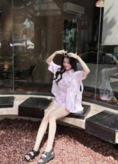 Set674- Set kẻ thêu tặng kèm túi dáng cộc 3 màu