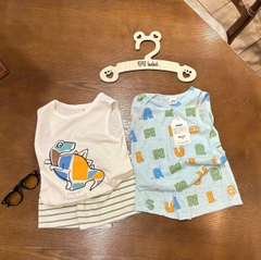 Cb355-combo 2 bộ balo chất xược trắng xanh mint bé trai