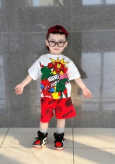 BN089- Bộ thun MARVEL SAO VÀNG bé trai áo cotton mix quần cua