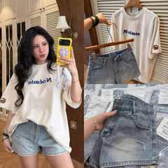 QUAN116- Quần short jeans xanh nhạt mác da