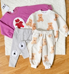 BN95- Bộ nỉ trần bông GẤU NƠ trẻ em VNXK