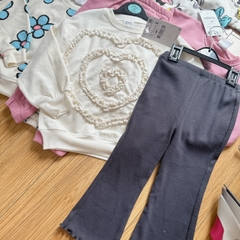 SETKID008- Set áo bèo tim mix quần loe trẻ em VNXK