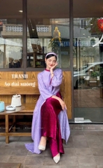 ☘️ SE395-SET ÁO DÀI SUÔNG GẤM VÂN 3 MẦU ĐÍNH CỔ NGỌC 🌺