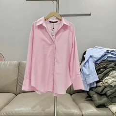 ✅✅ A253- Áo sơ mi dài tay dáng suông màu Hồng Zi Ri