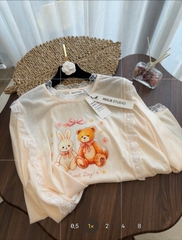 A686-Áo thun giấy tắng phối ren dáng suông rộng