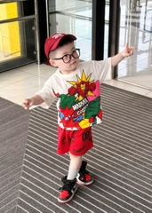 BN089- Bộ thun MARVEL SAO VÀNG bé trai áo cotton mix quần cua