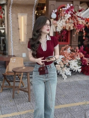 A242-Áo thun nữ polo cổ bé phối viền 3 màu