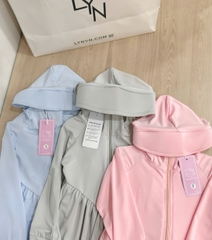 Aokid015- Áo choàng nắng dáng dài trẻ em 3 màu xanh,hồng,ghi mũ t o