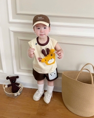 Bt916- Bộ cotton Hươu Cao Cổ nhồi bông vàng nâu