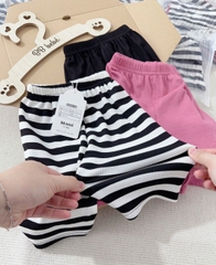CB207-Combo 3 quần legging cộc bé gái đen hồng kẻ