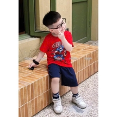 BT545- Bộ 2 áo 1 quần nhện chất cotton màu đỏ xanh