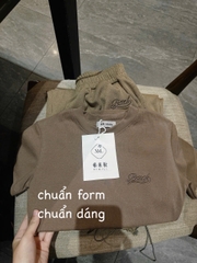 SET482-Set bộ chữ thêu BAD tăm nhung màu nâu quần bom