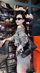 set747- SET áo nỉ dài tay lệch vai phối chân váy xám