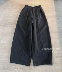 Quan091-Quần dạ xám cạp chun dáng suông