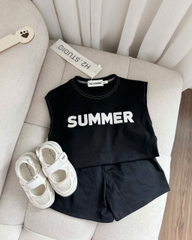 CB262-Combo 2 bộ SUMMER đen trắng trẻ em chất coton 2 chiều
