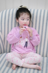 BN191- Bộ nỉ in babies tím nhạt mix legging bé gái VNXK