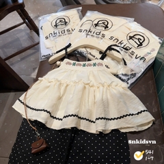 Damgai07- Set áo BBD thêu ngực mix quần suông bi đen