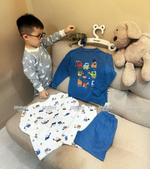 [ĐẾN 30kg]CB416-Com bo 2 bộ OTO XANH-TRẮNG chất cotton loại đẹp