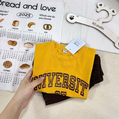 BT456- Bộ ao cotton Unive vàng mix quần cua màu nâu