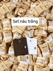 A768- Set 2 áo thun gấu dài tay đen trắng và nâu trắng